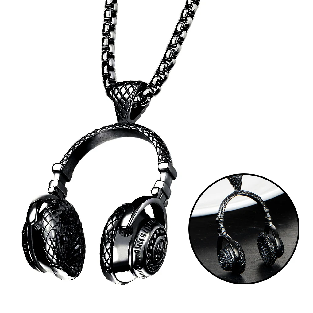 Top Trends: DJ Music Headphone Pendant Necklace Long Neck Chain Men Women Hip Hop Rock Jewelry Gift, Black Shoppable Styles