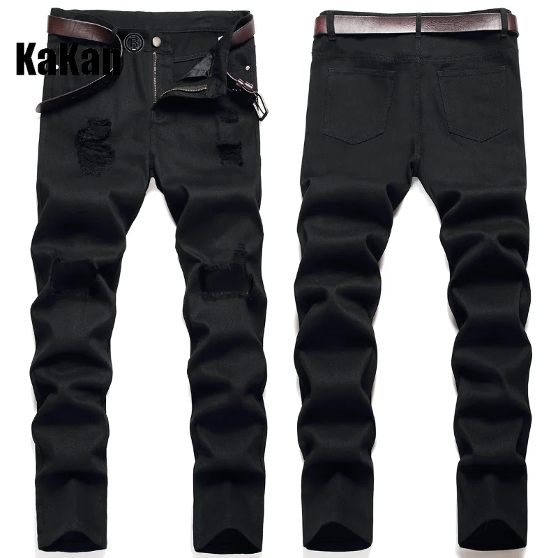 Top Trends: Kakan - European And American New Distressed Casual Jeans For Men, Pure Black Men's Jeans K021-20170 Shoppable Styles