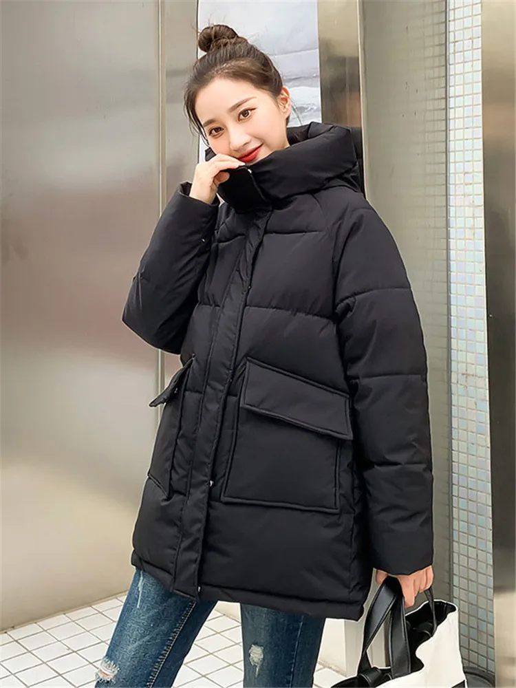 Top Trends: Cotton Coat Women 2023 Winter New Fashion Casual Hooded Parkas Jacket Korean Loose Thick Warmth Coat Clothing Shoppable Styles