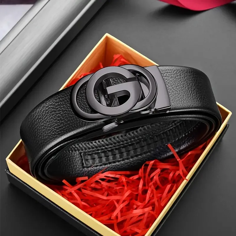 Top Trends: Men&#039;s Belt Alloy Automatic Buckle Business Belt Luxury Brand Designer PU Belt Shoppable Styles