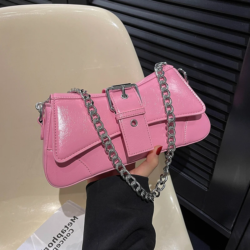 Top Trends: Fashion Pu Leather Shoulder Bag For Women 2023 Hasp Shoulder Crossbody Bag Designer Handbags Ladies Punk Style Underarm Bags Shoppable Styles