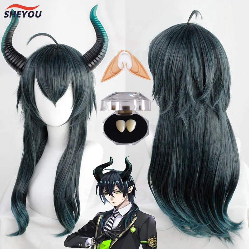 Top Trends: High Quality Malleus Dracqma Cosplay Wig Anime Twisted-Wonderland Long Dark Green Heat Resistant Synthetic Hair Wigs + Wig Cap Shoppable Styles