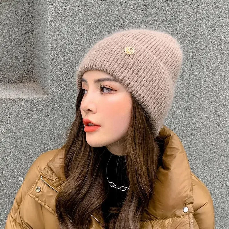 Top Trends: Ladies Wool Winter Hats Thicken Cotton Lined Beanie Cap Gorras Rabbit Fur Women Bonnets Skullies Solid Cashmere Casquette Femme Shoppable Styles