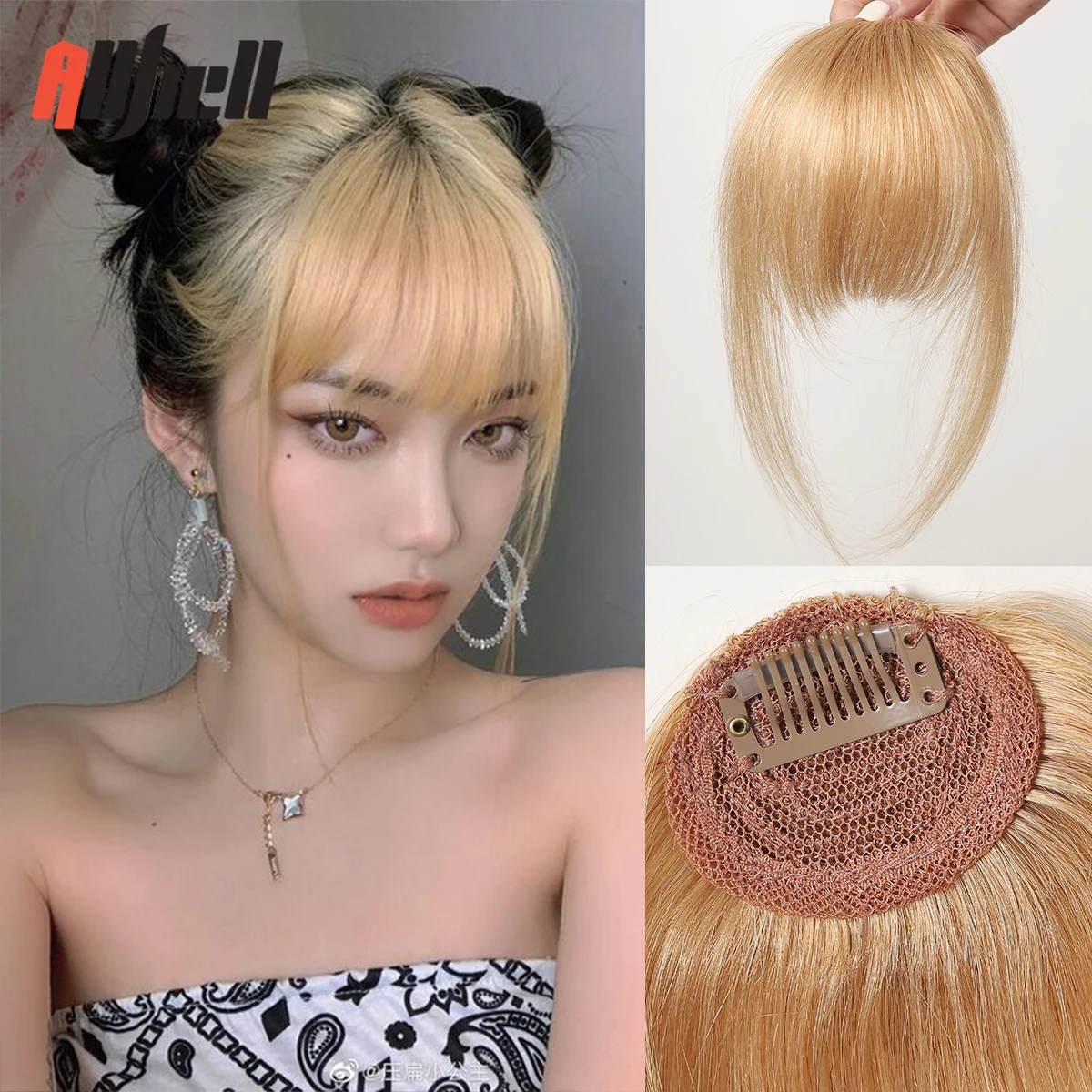 Top Trends: Human Hair Bangs For Women 4.5 Inch Blonde Golden Wig Air Bangs With Clip Blonde Remy Human Hair Pieces Hair Extensions Shoppable Styles