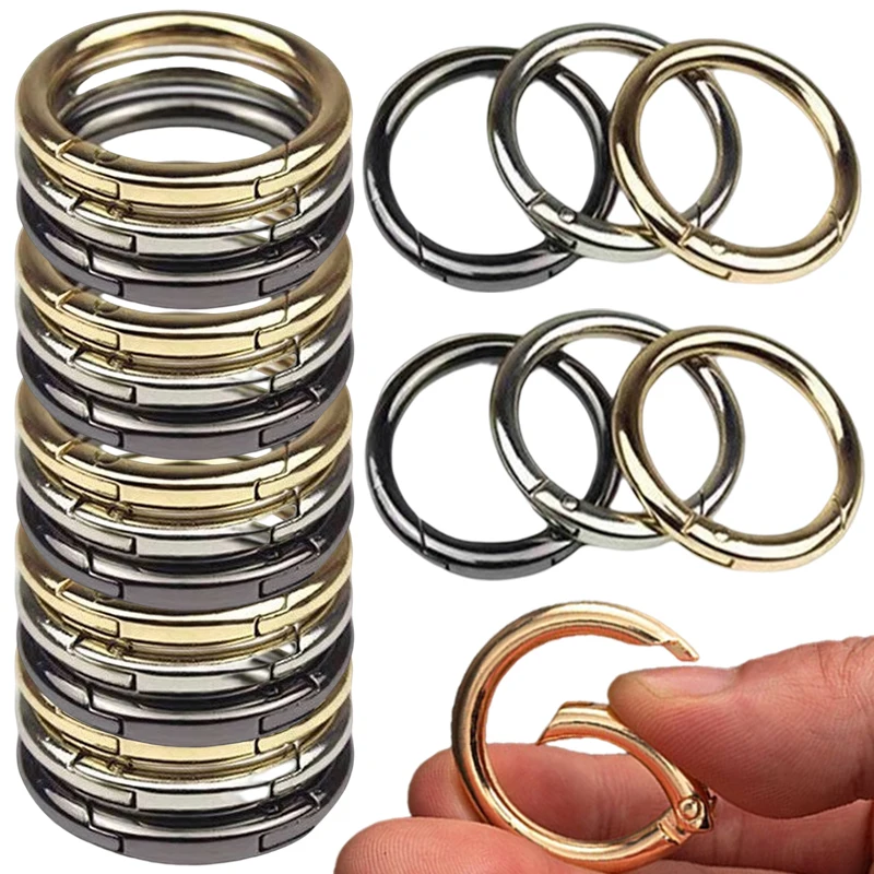 Top Trends: 10Pcs Metal Purse Buckles 20 / 25 / 28 / 33mm Spring O Ring Round Carabiner Snap Hook Spring Keyring Clasp DIY Jewelry Bag Accessories Shoppable Styles