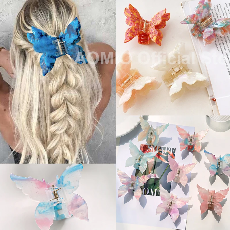 Top Trends: Fashion Hair Claw Acetic Acid Plate Double Layer Butterfly Clasp Clip Pan Hair Shark Clip Temperament Hair Clip Headwear Girl Shoppable Styles