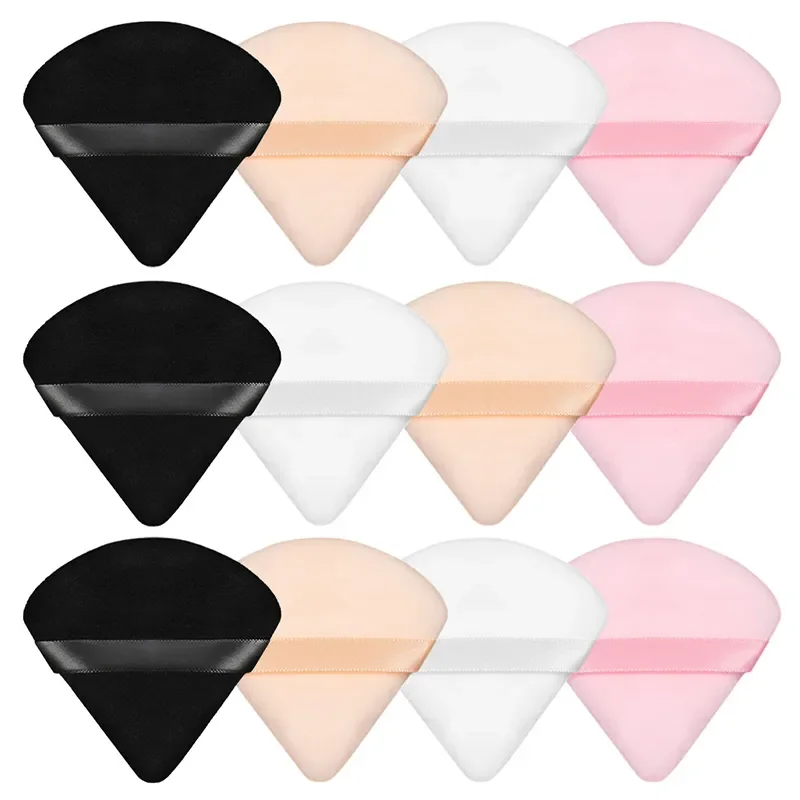 Top Trends: 2 / 12Pcs Triangle Velvet Powder Puff Make Up Sponges For Face Eyes Contouring Shadow Seal Cosmetic Foundation Makeup Tool Shoppable Styles