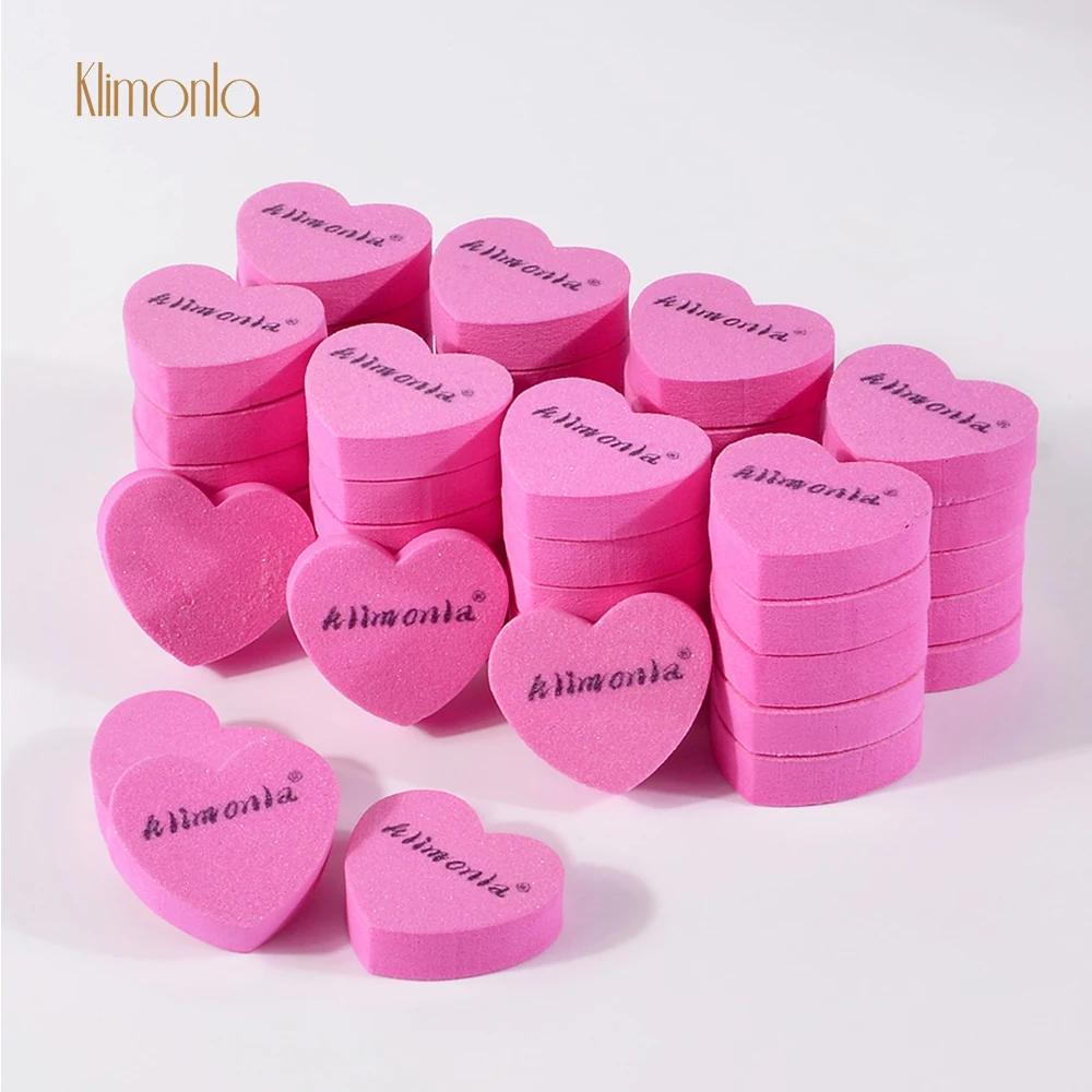 Top Trends: 50pcs / lot Mini Nail File Pink Love Design Sponge Polishing Nail File 180 240 Buffing Sanding Block Manicure Pedicure Tool Shoppable Styles