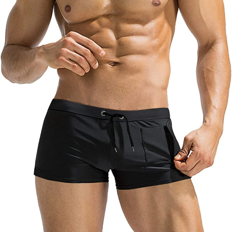 Top Trends: Mens Swim Trunk Swimwear With Zipper Pocket Bathing Suit Swimming Boxer Brief Square Leg Mesh Liner Board Shorts Swimsuits Shoppable Styles