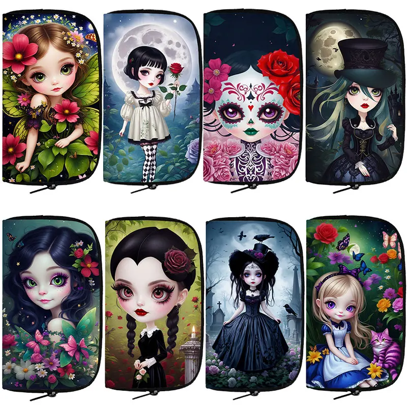 Top Trends: Gothic Cartoon Girls Pattern Wallet Women Men Purses Key Credit Card Earphone Phone Holder Money Bag Casual Long Wallets Gift Shoppable Styles