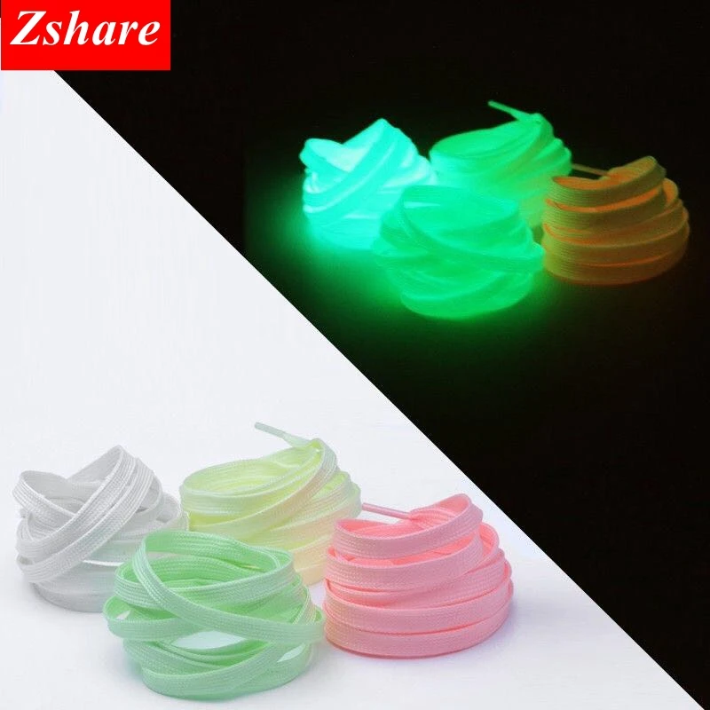 Top Trends: 1Pair Luminous Shoelaces Flat Sneaker ShoeLace Kids Adult Fluorescent Shoe Laces 80 / 100 / 120 / 140CM YG-1 Shoppable Styles