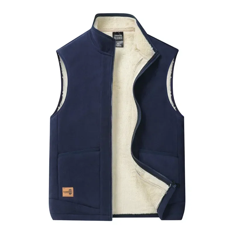 Top Trends: 2023 Autumn And Winter Lambswool Vests Men New Warm Padded Stand-up Collar Large Size Casual Versatile Trend Jacket Shoulders Shoppable Styles