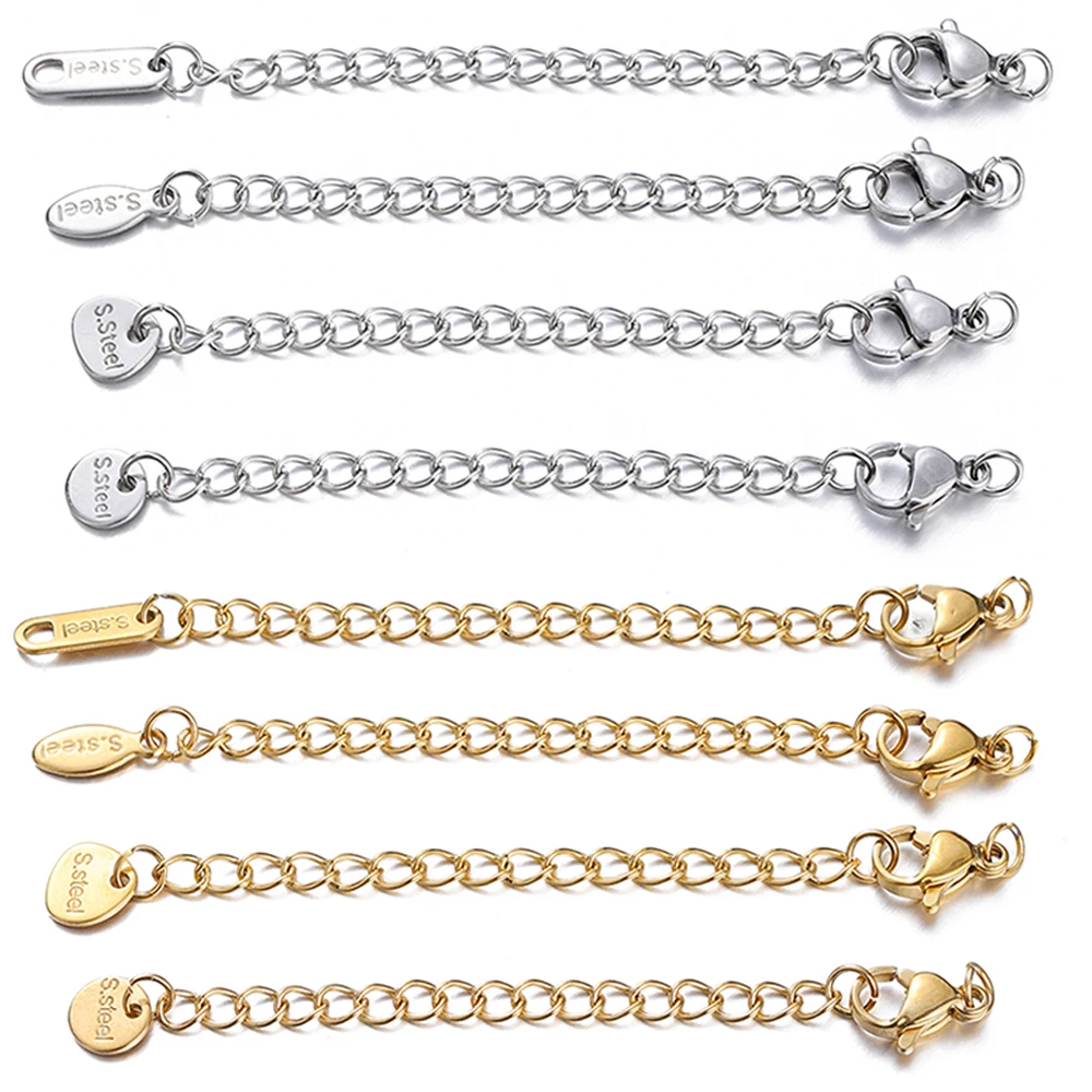 Top Trends: 10pcs Stainless Steel Extension Chains With Lobster Clasps Connector Link Necklace Tail Making DIY Bracelet Accessories Supplies Shoppable Styles