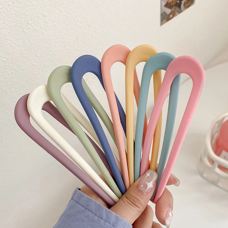 Top Trends: Elegant U Shape Plastic Hairpin For Women Fashion Solid Color Shell Hair Clip Pins Girl Hair Sticks Hair Bun Maker Headwear Shoppable Styles