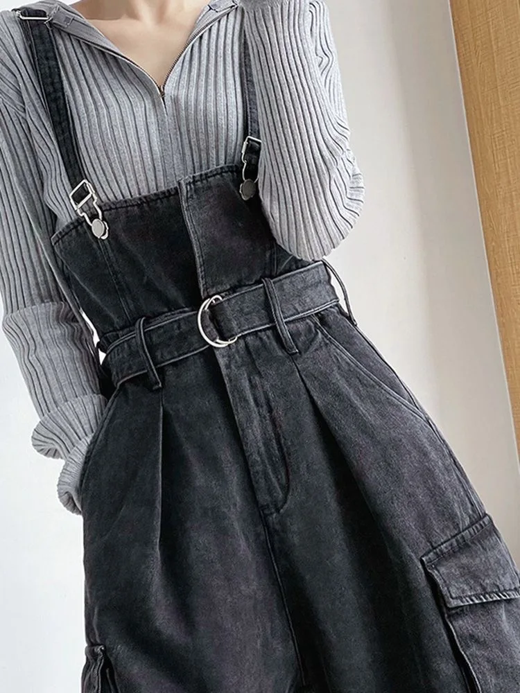 Top Trends: Sexy Denim Overalls Women New Vintage Streetwear Jumpsuits Female Korean Fashion Straight Loose Wide Leg Casual Jeans Pants Shoppable Styles