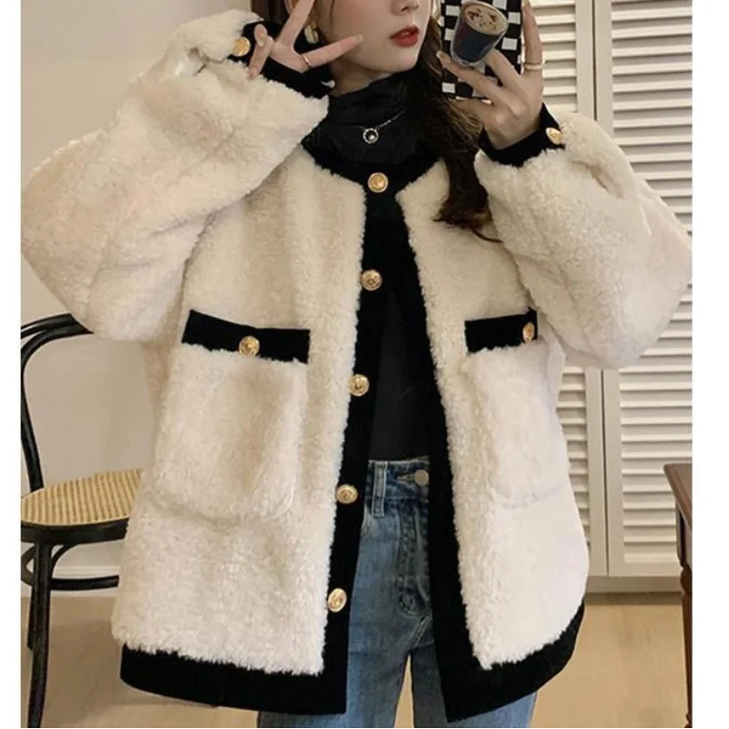 Top Trends: 2023 Autumn And Winter New Fashion Temperament Women&#039;s Clothing Splice Pockets Button Round Neck Long Sleeve Solid Color Sweater Shoppable Styles