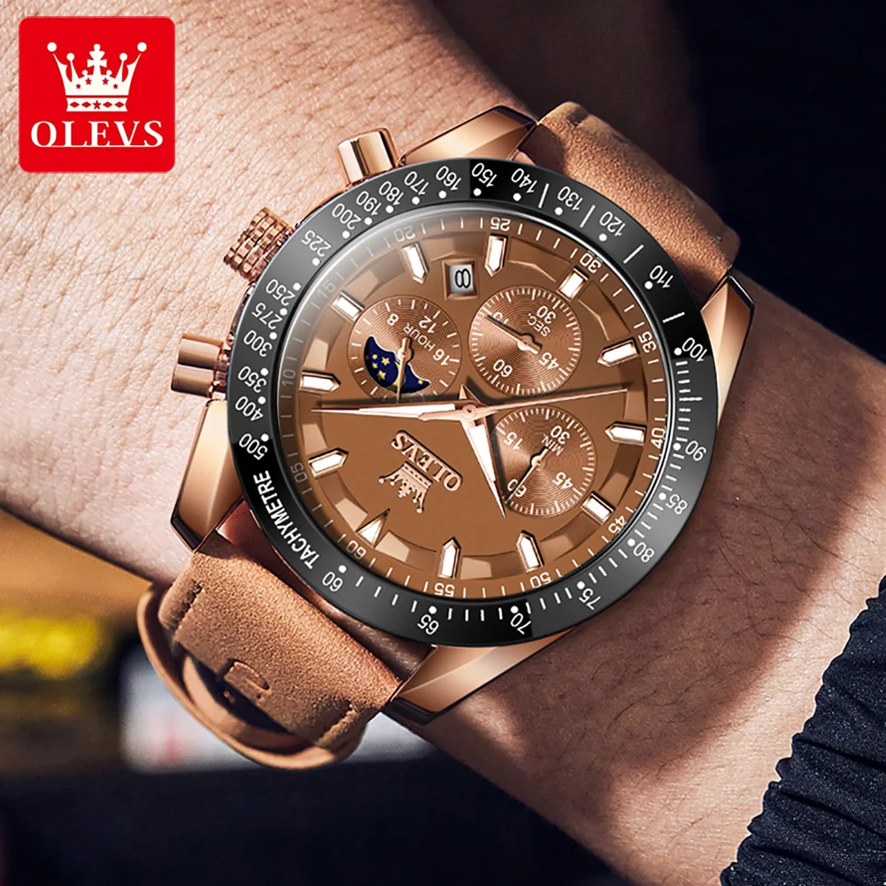 Top Trends: OLEVS Top Brand Watches For Men Casual Original Quartz Wristwatch Waterproof Luminous Chronograph Fashion Business Watch Date Shoppable Styles - Image 3