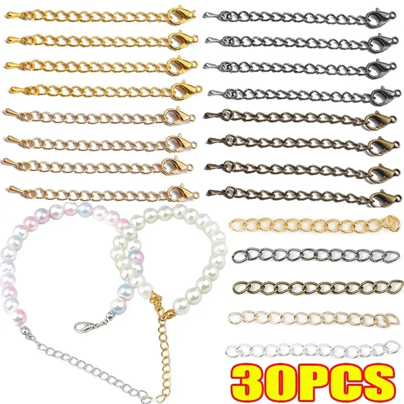 Top Trends: 5-30PCS Stainless Steel Extension Chains Lobster Clasps Connector Link Necklace Tail Making DIY Bracelet Accessories Supplies Shoppable Styles