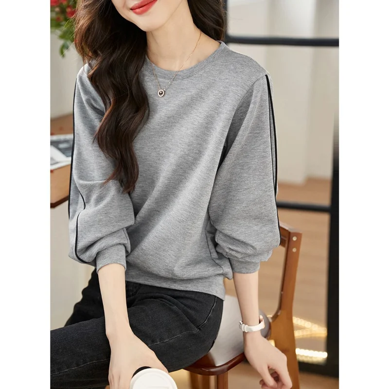 Top Trends: Simple Textured Women's Sweaters Spring Autumn New Niche Color Contrast Patchwork Sleeves Stylish Casual All-match Lady Top Shoppable Styles