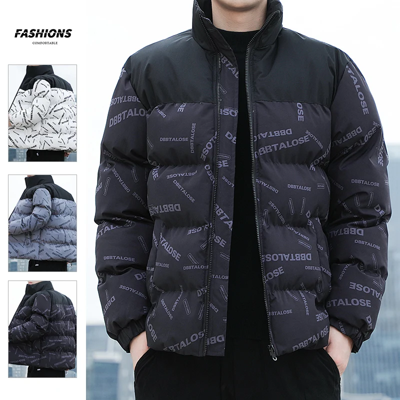 Top Trends: Men's Down Coat 2023 Autumn Winter High-Quality Cotton Jacket Printed Alphabetism Casual Thin Jacket Vintage High Street Coat Shoppable Styles