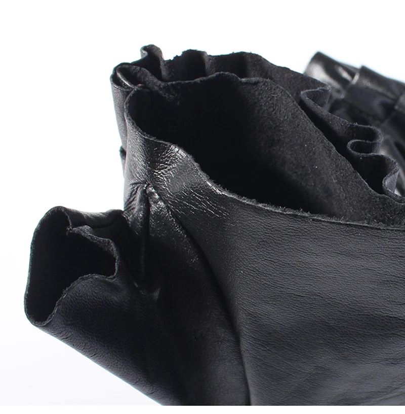 Top Trends: GOURS Winter Real Leather Gloves Women Black Fashion Genuine Goatskin Fingerless Unlined Gloves Streetwear Driving Soft GSL062 Shoppable Styles - Image 4