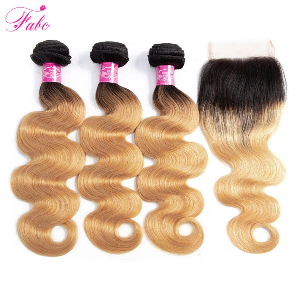 Top Trends: Highlight Bundles Human Hair Bodywave Raw Unprocessed Hair Bundles Ombre 1B Honey Blonde Bundles With Closure Tissage Closure Shoppable Styles