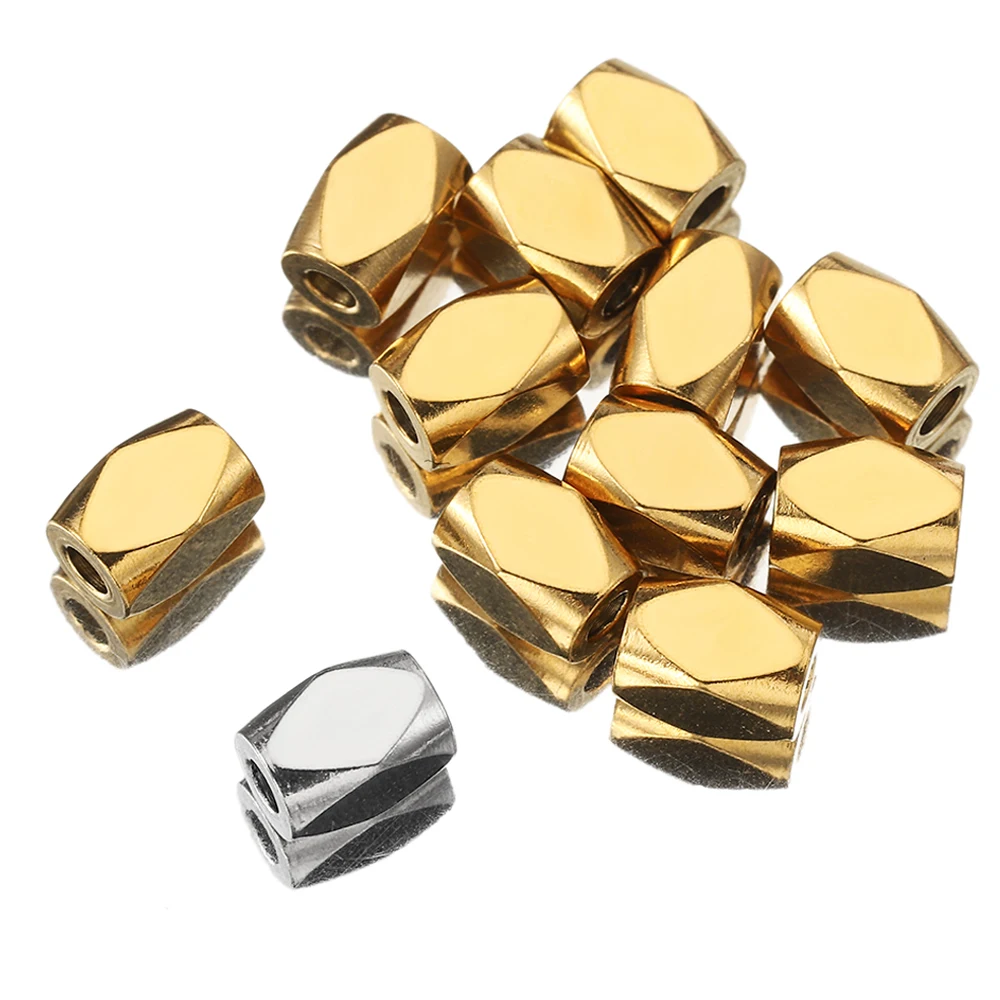 Top Trends: 30pcs Stainless Steel Gold Color Spacer Beads Faceted Spacer Beads Charms Pendants For Bracelet Necklace Jewelry Making DIY Shoppable Styles