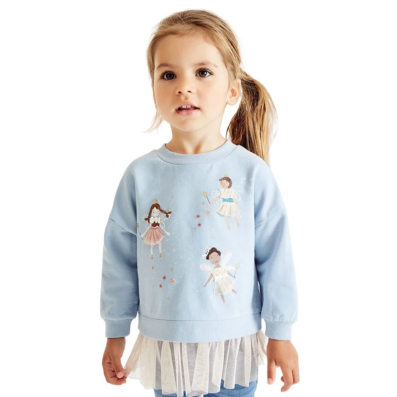 Top Trends: Jumping Meters New Arrival Hot Selling 2-7T Fairy Applique Baby Clothes Girls Sweatshirts Toddler Costume Hooded Shirts Shoppable Styles