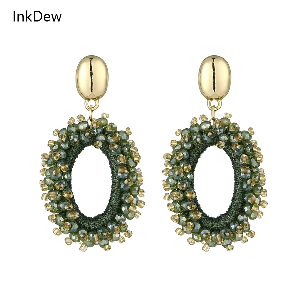 Top Trends: INKDEW New Fashion Big Drop Earrings For Women Thread Handmade Crystal Beads Long Earrings Jewelry Gift Vintage EA063 Shoppable Styles