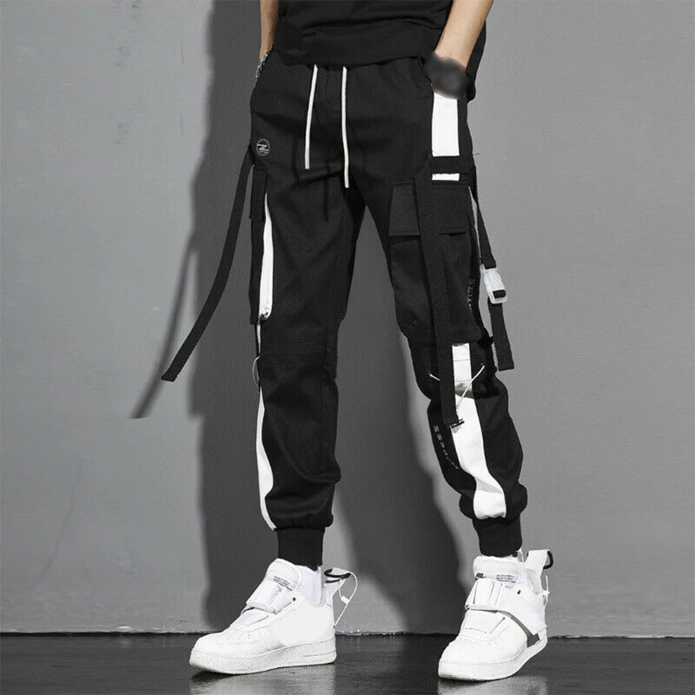 Top Trends: Mens Cargo Pants Casual Trousers Pocket Streetwear Joggers Hip Hop Harem Pants Multi-Pocket Ribbons Male Sweatpants Harem Pants Shoppable Styles - Image 3