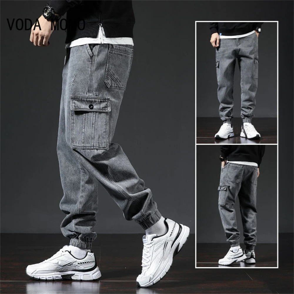 Top Trends: Spring Summer Black Blue Cargo Jeans Men Streetwear Denim Jogger Pants Men Baggy Harem Jean Trousers Harem Jean Trousers Shoppable Styles