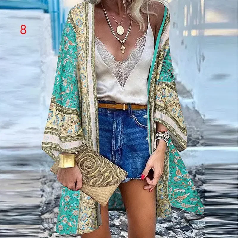 Top Trends: Fashion Woman Bohemian Bikini Cover Up Cardigan Swimsuit Woman Beach Cover Ups Swimwear Women Long Sleeved Casual Kimonos Mujer Shoppable Styles