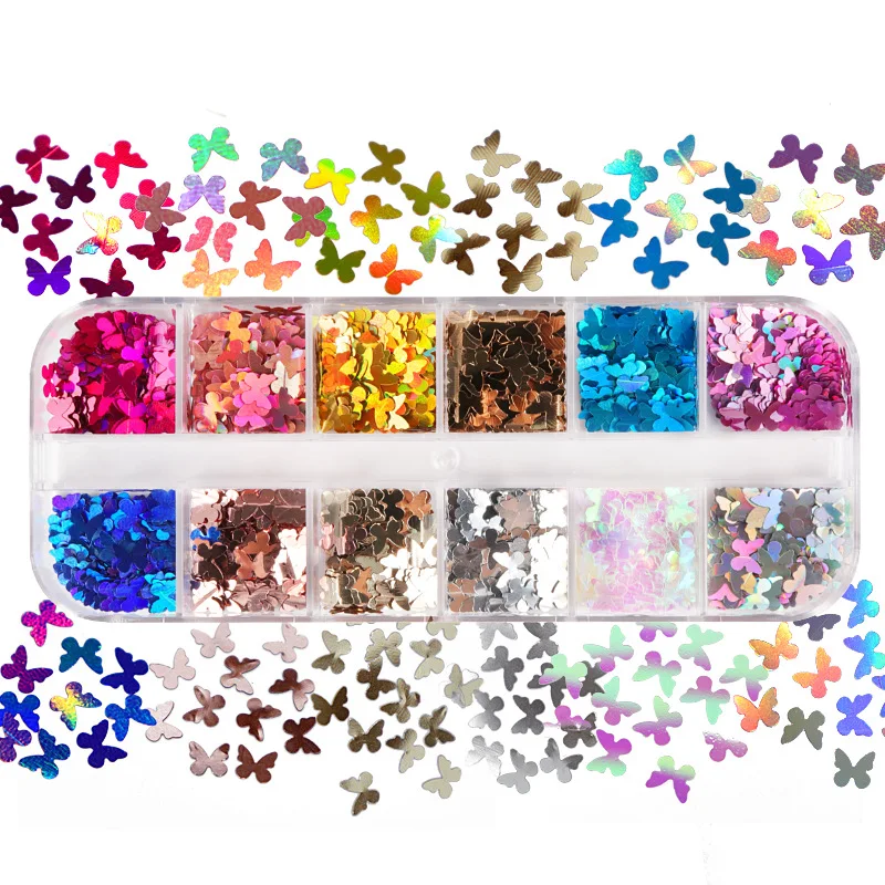 Top Trends: Mix Color Fluorescent Butterfly Glitter Eyelash Extension Accessories Nail Art Glitter Decorations Professional Makeup Tools Shoppable Styles