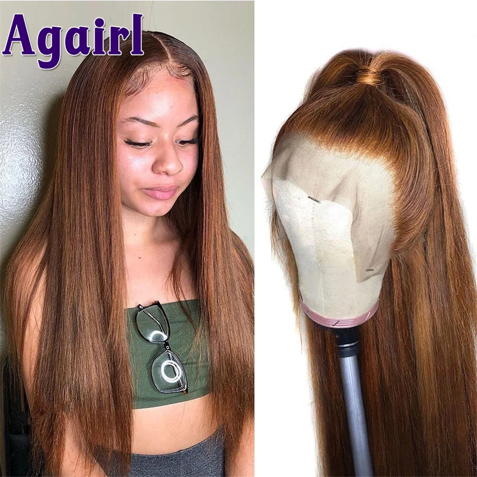 Top Trends: 32 30 Inch Brown Ginger 13X6 13x4 Lace Frontal Wig Bone Straight Human Hair Wigs Light Brown Transparent Lace 5X5 Closure Wig Shoppable Styles