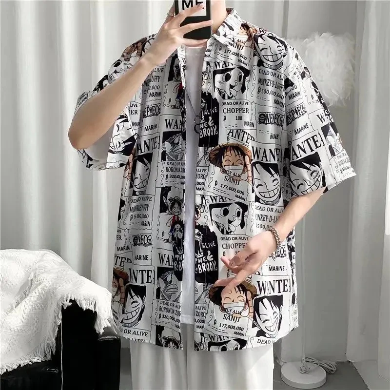 Top Trends: Men Street Fashion Summer Daily Shirt Hawaiian Cartoon Print Casual Loose Shirts Short Sleeve Beach Loose Tops Shoppable Styles