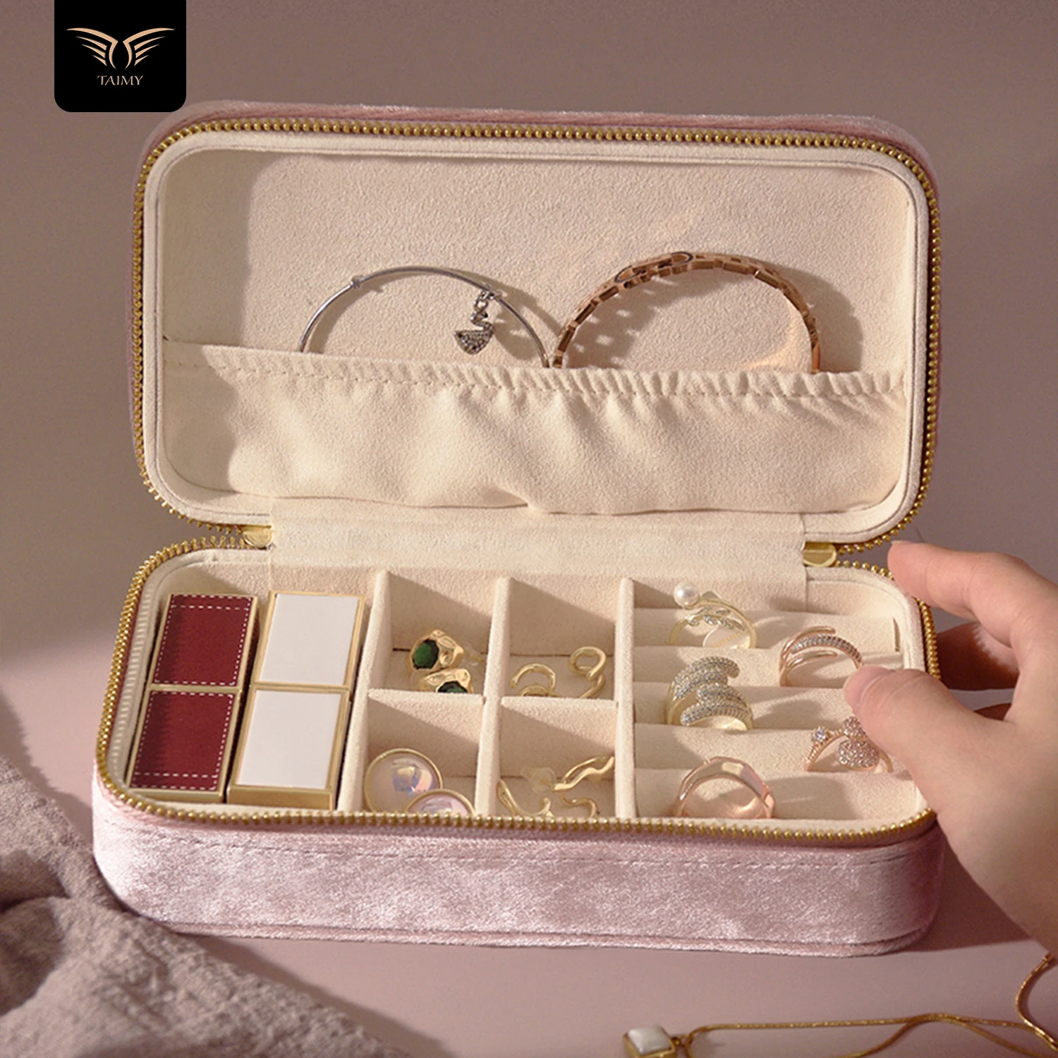 Top Trends: TAIMY Plush Velvet Jewelry Box Ring Necklace Storage Organizer Personalized Gift Free Custom Logo Jeweler Store Packaging Case Shoppable Styles