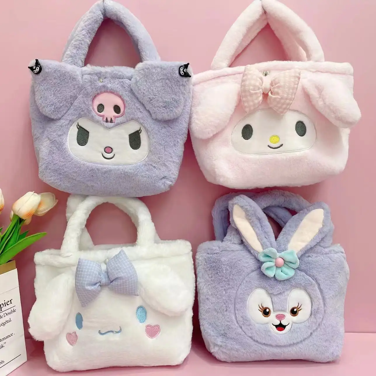 Top Trends: Hello Kitty Melody Cinnamoroll Kulomi Handbag Sanrio Cartoon Plush Shoulder Bag Soft Cosmetic Bag Girls Coin Purse Birthday Gift Shoppable Styles