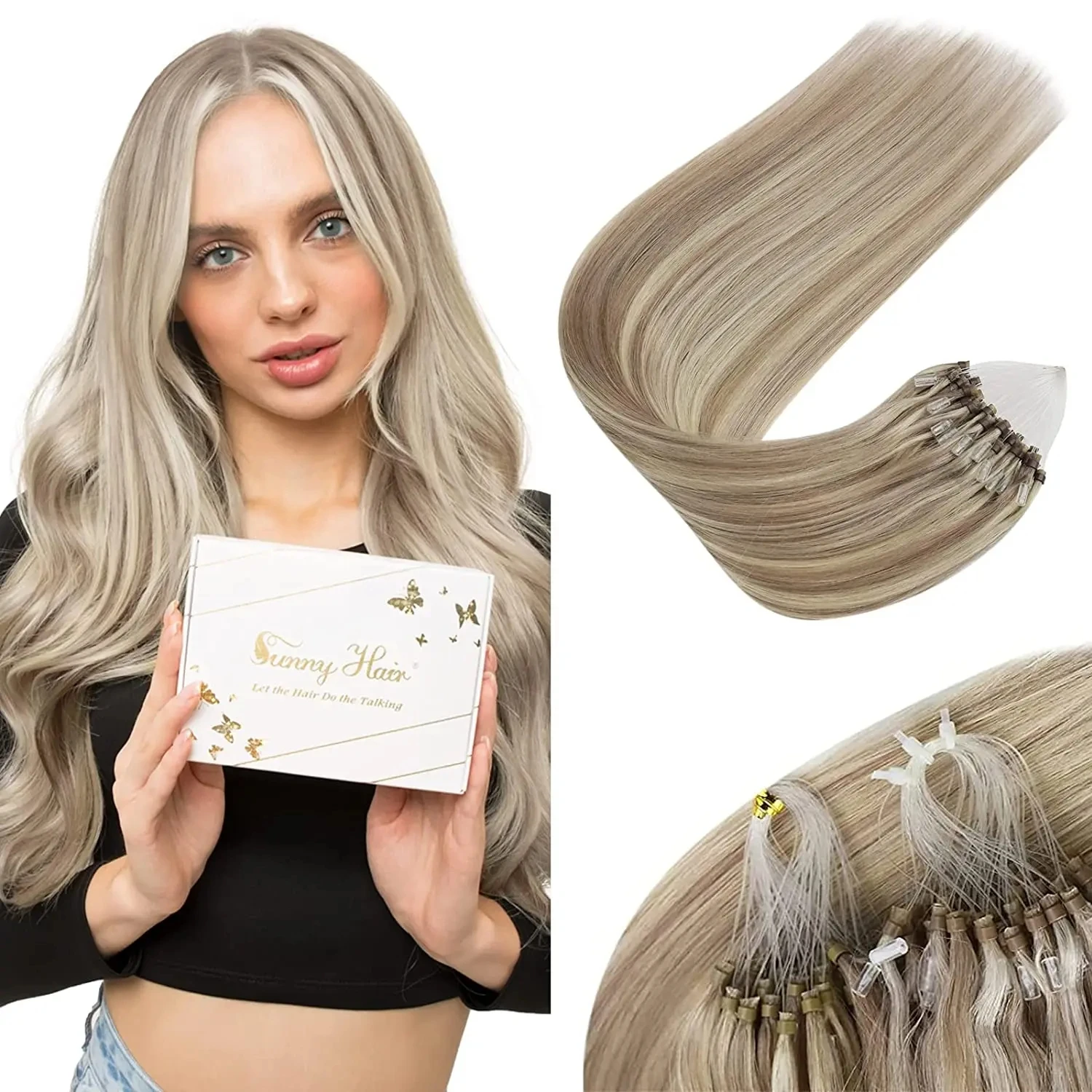 Top Trends: VeSunny Micro Hair Extensions Platinum Blonde Microlink Hair Extensions Cold Fusion Micro Human Hair Extensions 50g Natural Hair Shoppable Styles