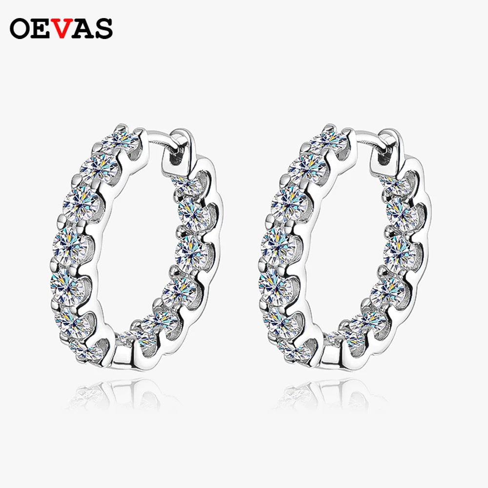 Top Trends: OEVAS 100% 925 Sterling Silver Real 2.6ct Moissanite Earring Hoops For Women Sparkling Wedding Party Luxury Fine Jewelry Gift Shoppable Styles