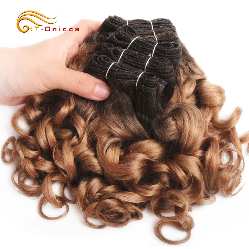 Top Trends: 6 Pcs / Lot Curly Hair Bundles 8 Inch Ombre Brazilian Hair Weave Bundles Color 1B / 2 / 4 / 30 / 33 / 99J / 27 Human Hair Extension Remy Shoppable Styles - Image 2