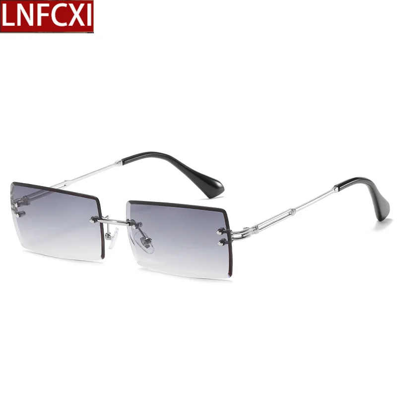 Top Trends: LNFCXI 16 Colors Rectangle Rimless Gradient Sunglasses Women Men Small Shades Fashion Sun Glasses For Male Retro Eyewear Shoppable Styles