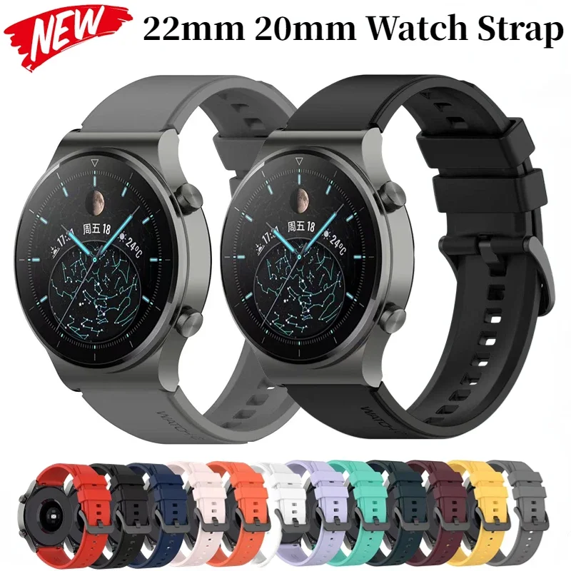 Top Trends: 22mm 20mm Silicone Strap For Huawei Watch 4 / 3 / GT3 / 2 Pro Samsung Watch 6 / 5 / 4 / 3 Gear S3 Bracelet Wristband Amazfit GTR / GTS 4 Belt Shoppable Styles