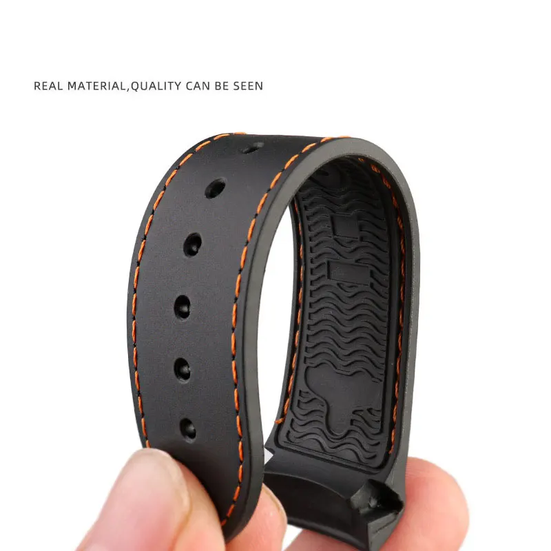 Top Trends: 20mm 22mm Blue Black Orange Curved End Rubber Silicone Watch Bands For Omega Seamaster 300 Speedmaster Strap Brand Watchband Shoppable Styles - Image 5