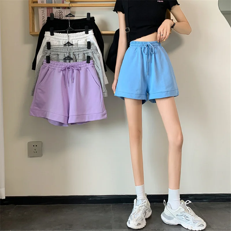 Top Trends: Shorts Women 5 Colors Leisure Fashion Cozy Summer Loose Korean Style Ins All-match Solid Simple High Waist Chic New Shoppable Styles