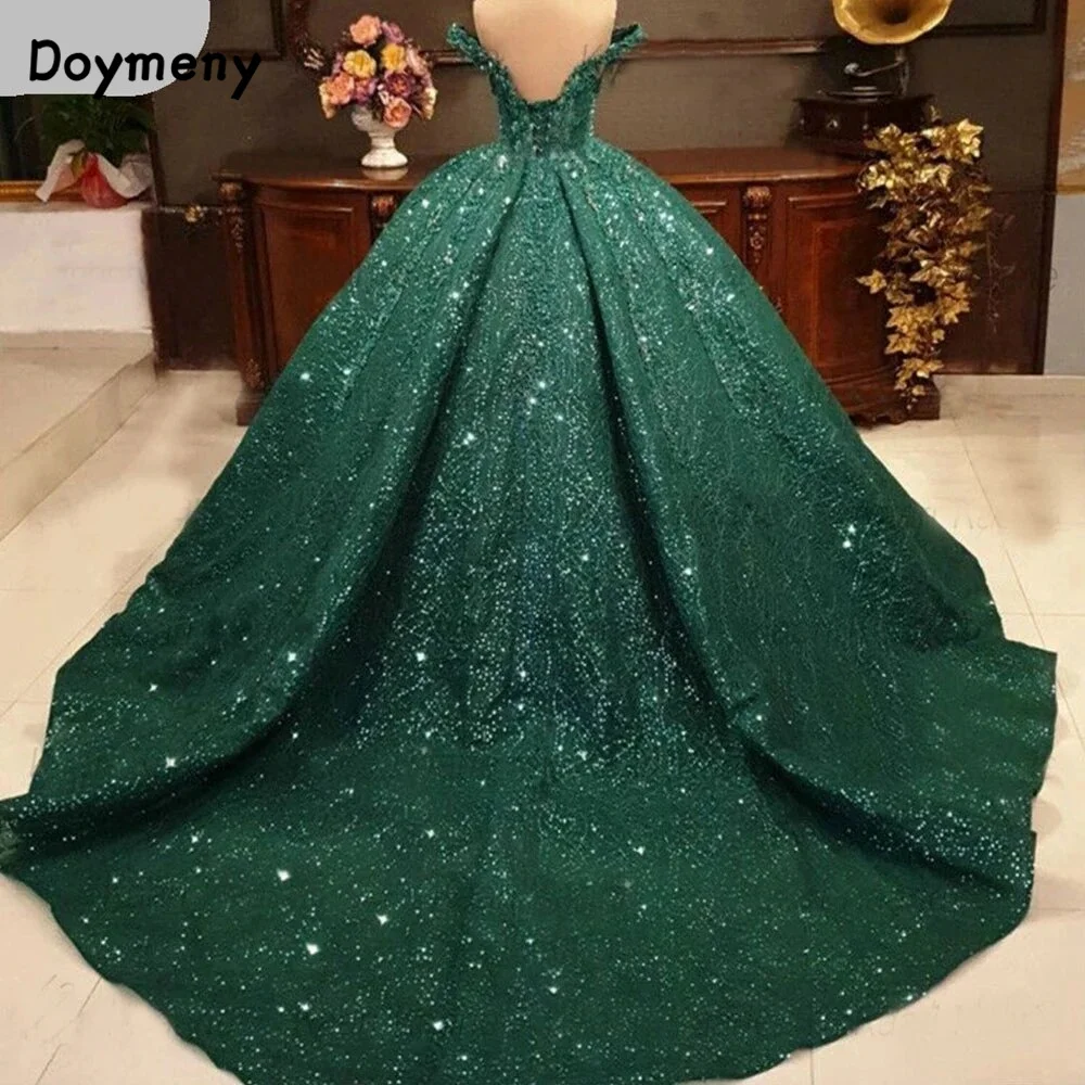 Top Trends: Doymeny Glitter Velvet Sequined Quinceanera Dress Off Shoulder Sweet 16 Year Princess Dress For 15 Years Vestidos Shoppable Styles