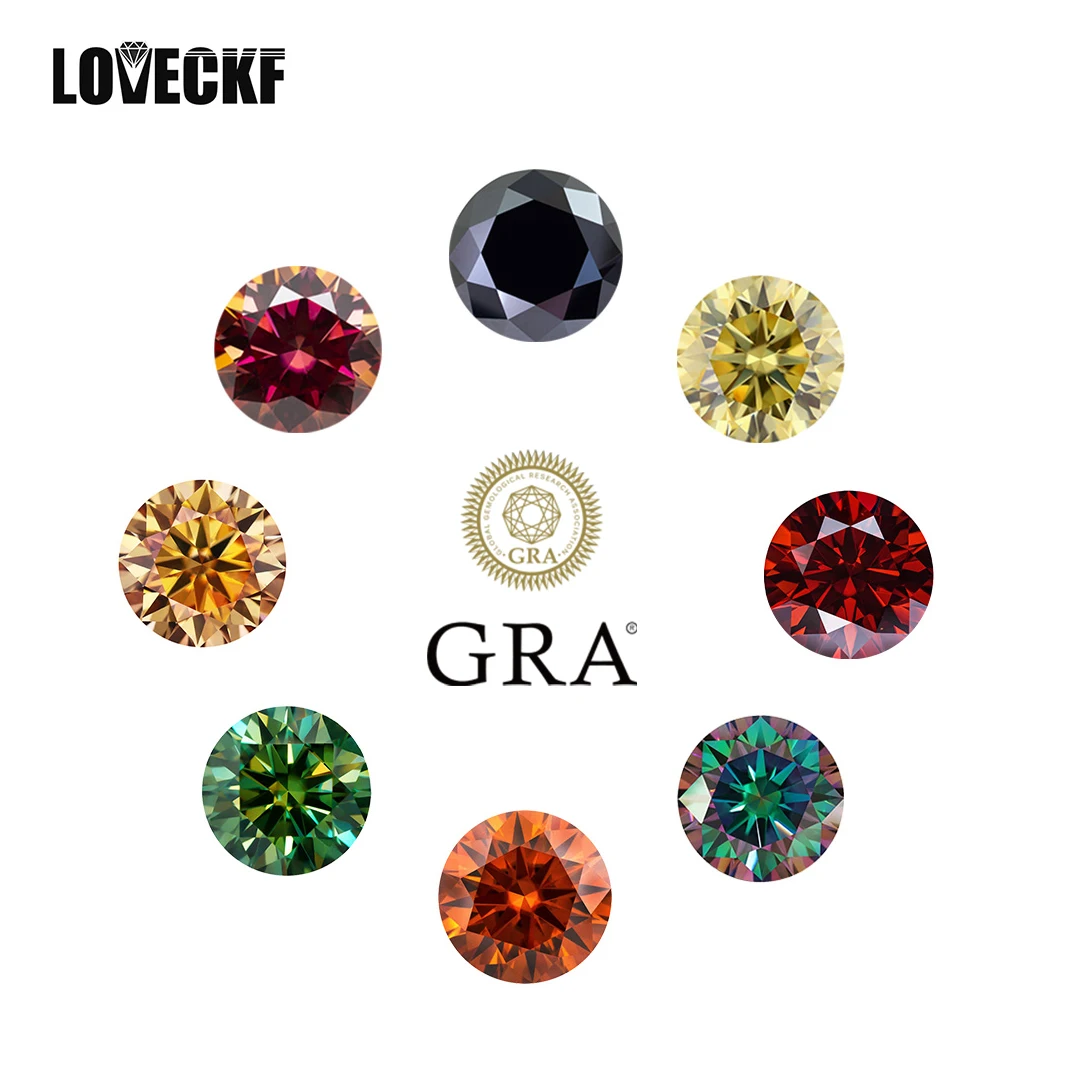 Top Trends: Pink Black Green Blue Yellow Purple Gray Red Loose Moissanite With Certificate Round Moissanite Stone GRA Diamonds Gemstones Shoppable Styles