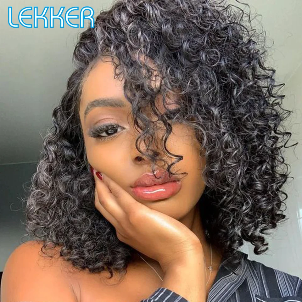 Top Trends: Lekker Wear To Go Short Kinky Curly Bob Human Hair Wig For Women Brazilian Remy Hair Glueless Ombre Brown Full Machine Made Wigs Shoppable Styles