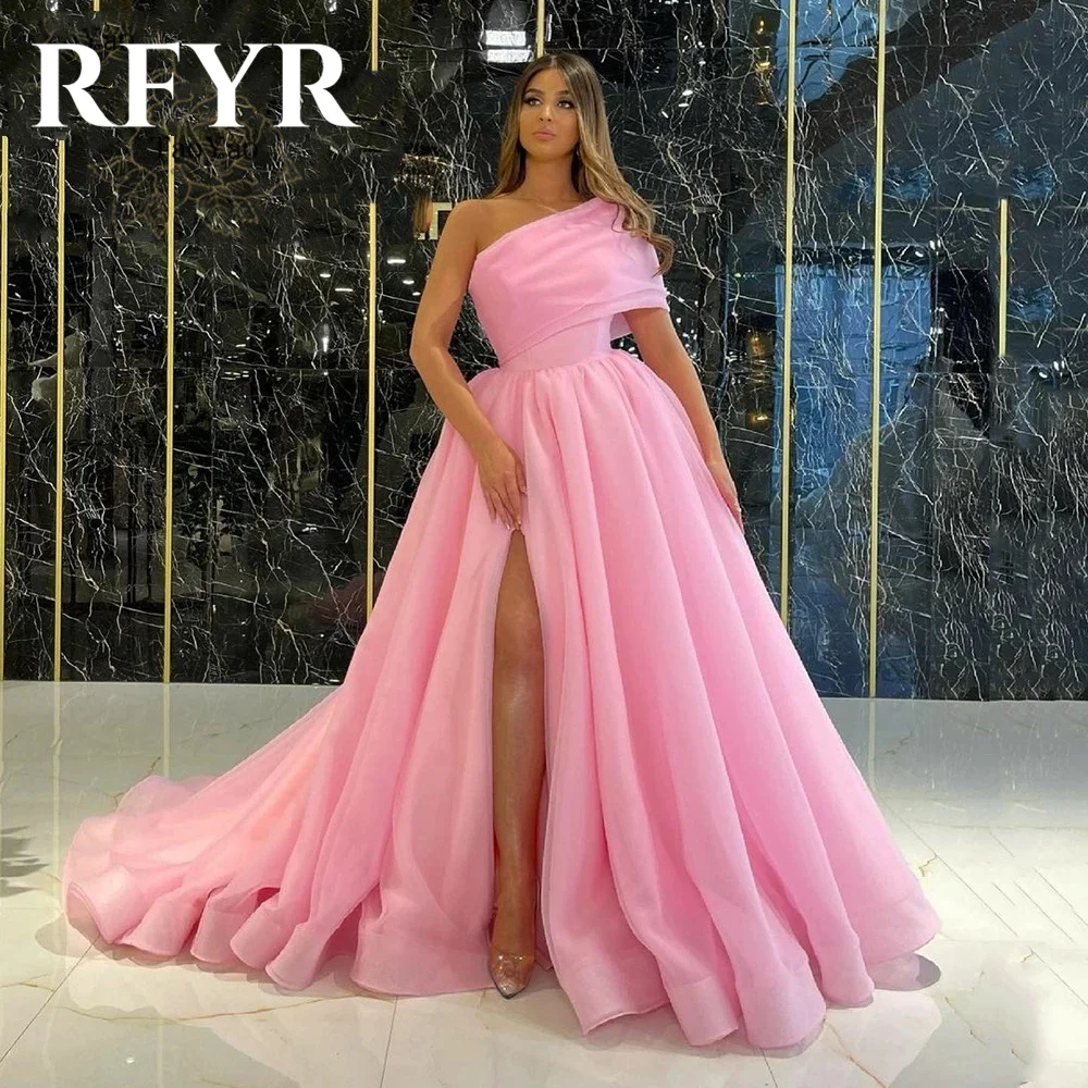 Top Trends: RFYR High Split Prom Dress Tulle Wedding Evening Dress Party Dress Court Train Prom Gowns One Shoulder Formal Dress Plus Size Shoppable Styles