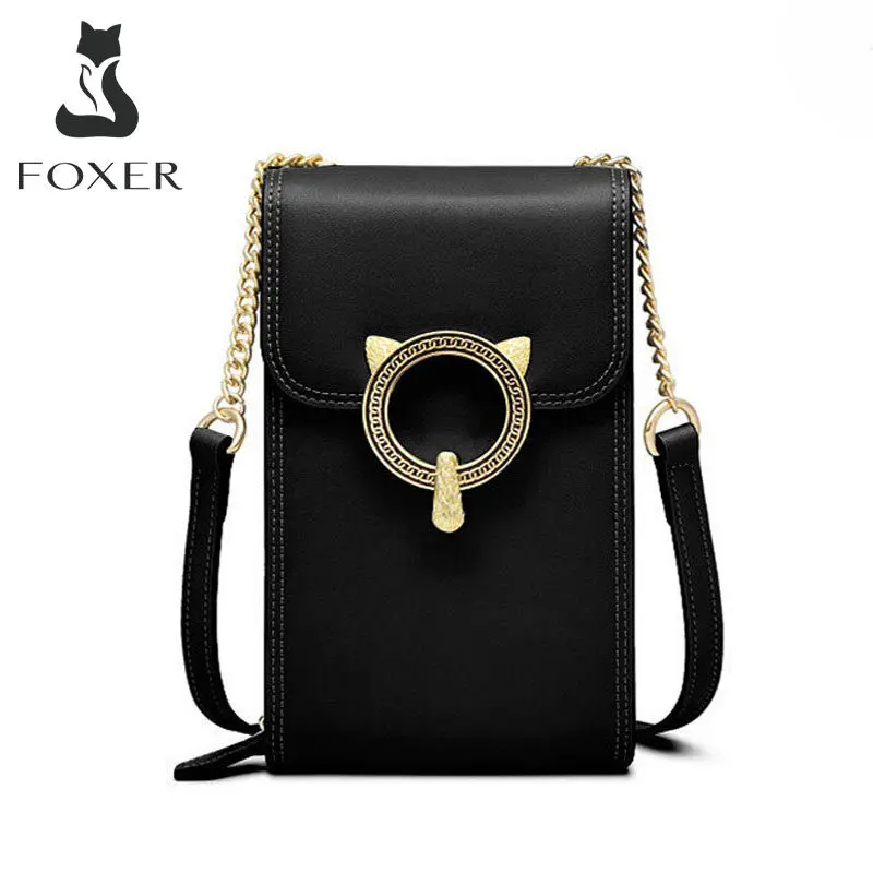 Top Trends: FOXER Mini Cellphone Pocket Bag Girl&#039;s High Quality Flap Crossbody Bag Fashion Female Phone Bag Lady Split Leather Shoulder Bags Shoppable Styles