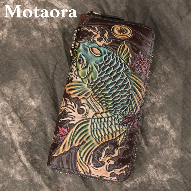 Top Trends: MOTAORA Luxury Vintage Wallet 2024 New Retro Handmade Embossed Purse Genuine Leather Men Women Clutch Multifunction Card Holder Shoppable Styles